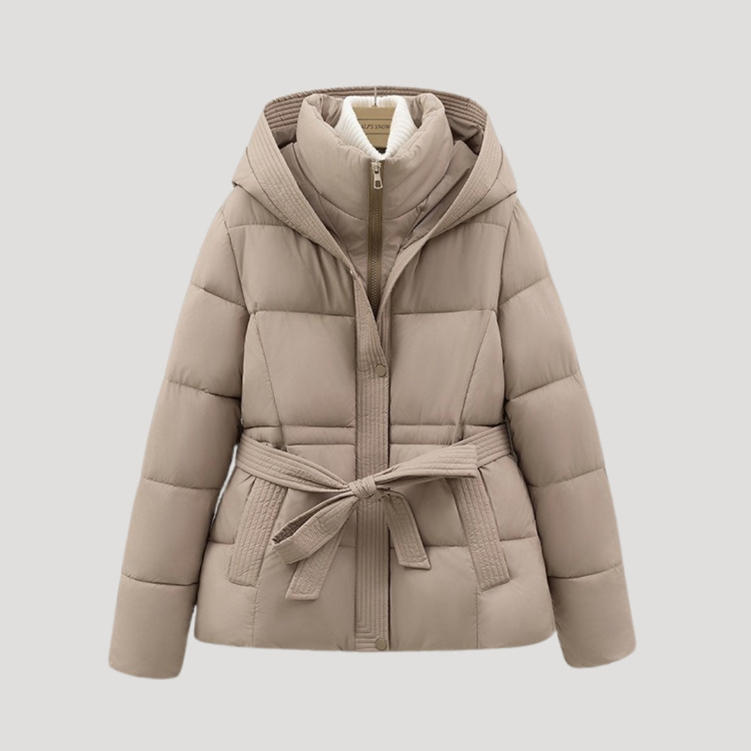 Women's Black Puffer Jacket Synthetic Hooded Winter Coat