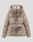 Women's Black Puffer Jacket Synthetic Hooded Winter Coat