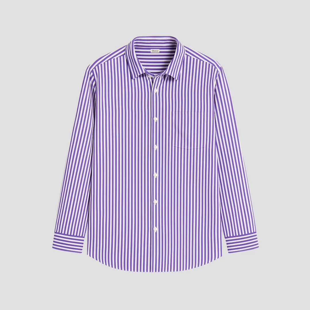 Women's Blouse Cotton-Linen Blend Long Sleeve Striped 6