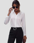 Women's Blouse Lightweight Tailored Long Sleeve Shirt 2