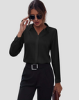 Women's Blouse Lightweight Tailored Long Sleeve Shirt 5