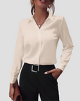 Women's Blouse Lightweight Tailored Long Sleeve Shirt 7