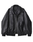 Women's Faux Leather Jacket Retro Loose Fit Short Zip Coat