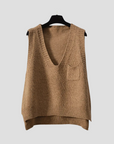 Women's Knitted Vest V-Neck Sleeveless Soft Black 0