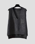 Women's Knitted Vest V-Neck Sleeveless Soft Black 5