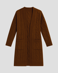 Women's Long Cardigan Black Cable Knit Cozy Layer with Hood and Pockets 1