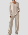Women's Lounge Set Ribbed Knit Relaxed Fit Loungewear 0