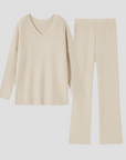 Women's Lounge Set Ribbed Knit Relaxed Fit Loungewear 1