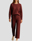 Women's Loungewear Set Knitted Relaxed Fit with Wide-Leg Trousers 0