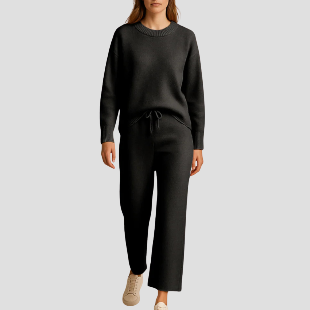 Women's Loungewear Set Knitted Relaxed Fit with Wide-Leg Trousers 6