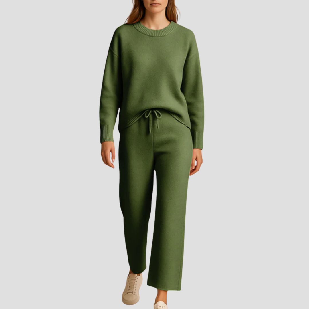Women's Loungewear Set Knitted Relaxed Fit with Wide-Leg Trousers 7
