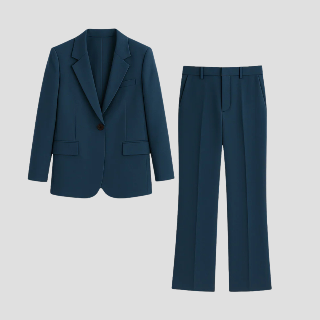 Women's Suit Set Lightweight Fabric Blazer Trousers Modern Fit 1