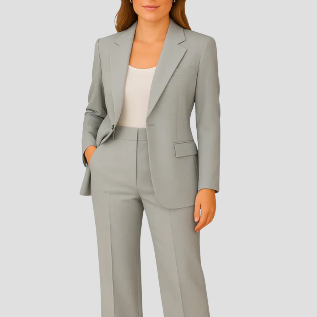 Women's Suit Set Lightweight Fabric Blazer Trousers Modern Fit 3