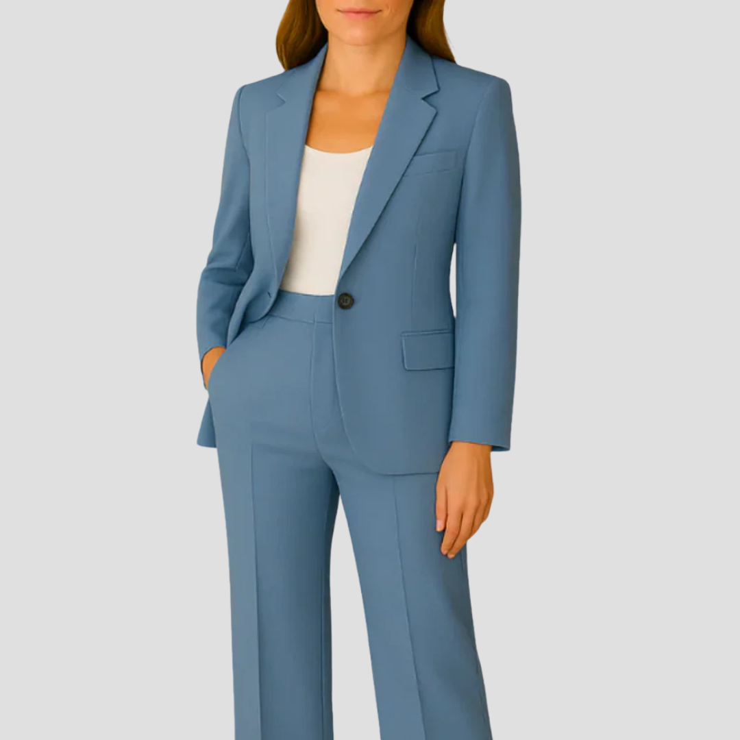 Women's Suit Set Lightweight Fabric Blazer Trousers Modern Fit 4