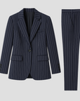 Women's Suit Set Pinstripe Blazer Trousers Two-Piece Ensemble 1