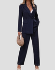 Women's Suit Set Pinstripe Blazer Trousers Two-Piece Ensemble 2