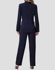 Women's Suit Set Pinstripe Blazer Trousers Two-Piece Ensemble 3
