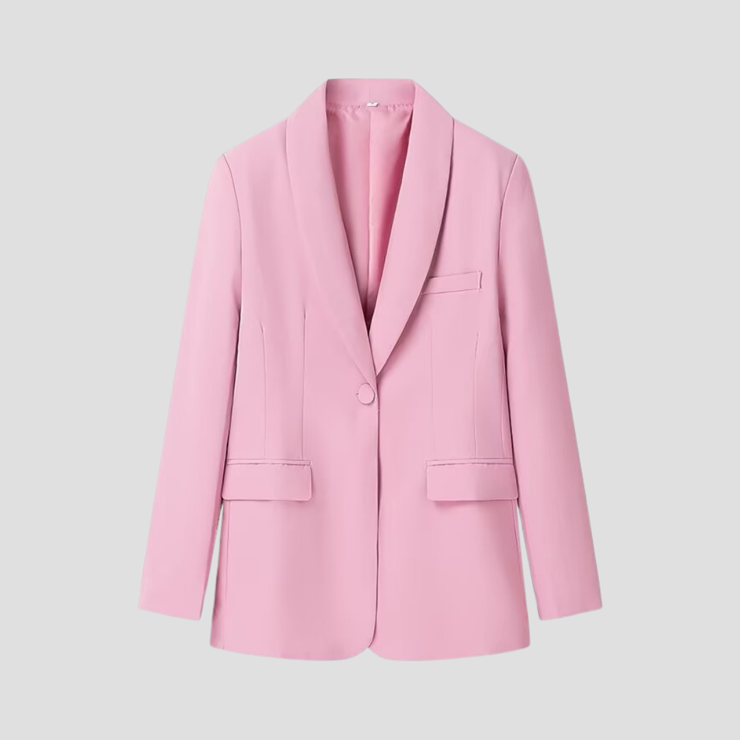 Women's Suit Set Polyester Blend Tailored Blazer with Wide-Leg Trousers 1