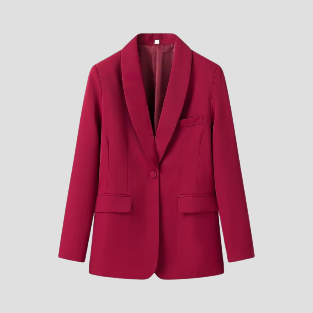 Women's Suit Set Polyester Blend Tailored Blazer with Wide-Leg Trousers 3