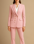 Women's Suit Set Polyester Blend Tailored Double-Breasted Blazer & Trousers 0