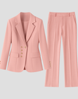 Women's Suit Set Polyester Blend Tailored Double-Breasted Blazer & Trousers 1