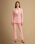 Women's Suit Set Polyester Blend Tailored Double-Breasted Blazer & Trousers 2