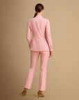 Women's Suit Set Polyester Blend Tailored Double-Breasted Blazer & Trousers 3