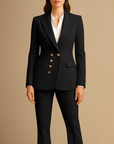 Women's Suit Set Polyester Blend Tailored Double-Breasted Blazer & Trousers 4