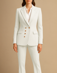 Women's Suit Set Polyester Blend Tailored Double-Breasted Blazer & Trousers 5