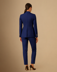 Women's Suit Set Polyester Pinstripe Double-Breasted Blazer Trousers 3