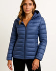 Womens Black Puffer Jacket - Lightweight Packable Winter Coat with Hood for Casual and Outdoor Wear 4