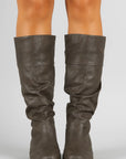 Womens Black Knee High Boots, Slouchy Synthetic Design with Low Heel for Comfort and Style 6