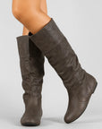Womens Black Knee High Boots, Slouchy Synthetic Design with Low Heel for Comfort and Style 5