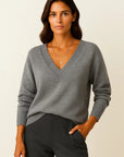 Womens Cashmere Sweater V-Neck Pullover - Soft, Elegant Casual Knit for Fall and Winter 2