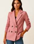 Womens Jacket with Knitted Sleeves - Elegant Grey Design for Work and Leisure, Comfortable Tailored Fit 1