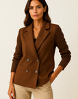 Womens Jacket with Knitted Sleeves - Elegant Grey Design for Work and Leisure, Comfortable Tailored Fit 2