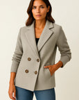 Womens Jacket with Knitted Sleeves - Elegant Grey Design for Work and Leisure, Comfortable Tailored Fit 6