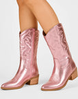 Metallic Womens Cowboy Boots with Pointed Toe - Elegant Western Design, Comfortable Insole, Durable for Everyday Wear 1