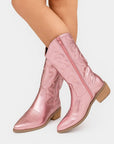Metallic Womens Cowboy Boots with Pointed Toe - Elegant Western Design, Comfortable Insole, Durable for Everyday Wear 2