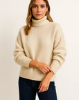 Womens Oversized Sweater Vegan Cashmere Turtleneck Elegant Casual Style 1