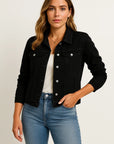 Womens Denim Jacket - Blue Casual Denim with Practical Pockets and Modern Details for Everyday Wear 3
