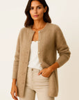 Womens Cardigan Coat Beige Knit Soft Warm Long Elegant With Pockets 1