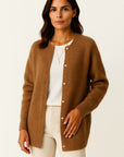 Womens Cardigan Coat Beige Knit Soft Warm Long Elegant With Pockets 3