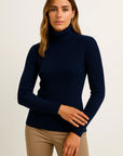 Womens Turtleneck Sweater Gray Soft Knit Elegant Casual Fit For Autumn Winter 1