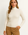 Womens Turtleneck Sweater Gray Soft Knit Elegant Casual Fit For Autumn Winter 8