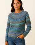 Womens Sweater Multicolor Wool Blend Round Neck Casual Fit Ethnic Pattern 3