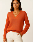 Womens Sweater Acrylic V-Neck Medium Stretch Elegant Design 8