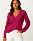 Womens Sweater Acrylic V-Neck Medium Stretch Elegant Design 9