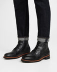 Men's Leather Ankle Boots Lace-Up Comfort Durable Black