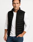 Men's Puffer Vest Polyester-Padded Sleeveless Winter Jacket